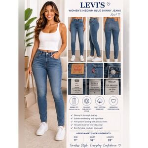 Levi's Women's Medium Blue Skinny Jeans NEW 32x28